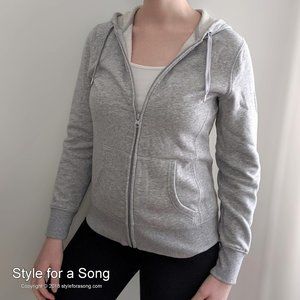 Reebok Heather Gray Fleece Full Zip Hoodie Small